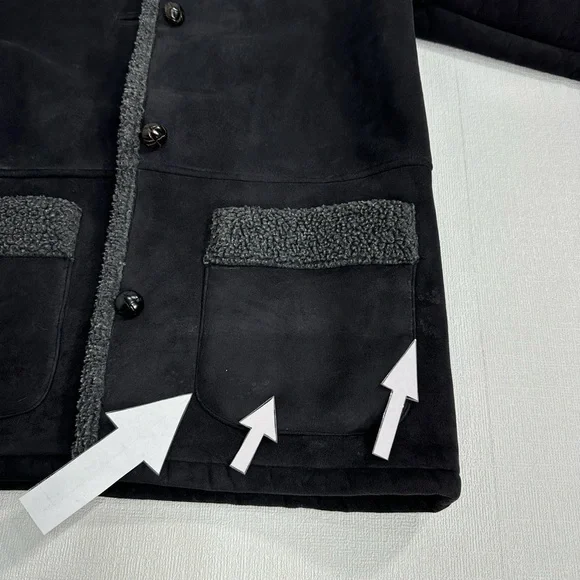 Lauren faux swede jacket winter coat black size S - Picture 12 of 13